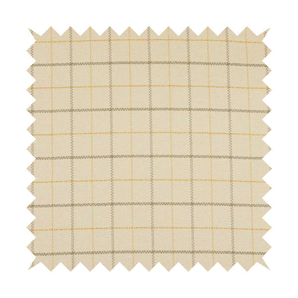 Bainbridge Woven Tartan Pattern In White Yellow Colour Interior Fabric CTR-09