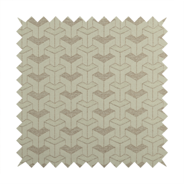 Baha Geometric Key Pattern Cream Beige Colour Upholstery Fabric CTR-2480