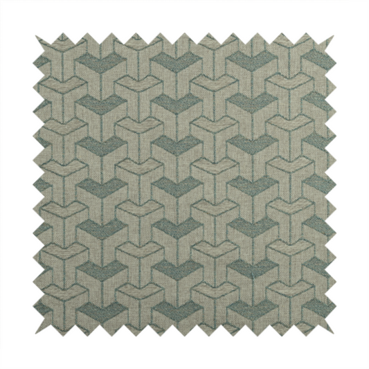 Baha Geometric Key Pattern Teal Colour Upholstery Fabric CTR-2482