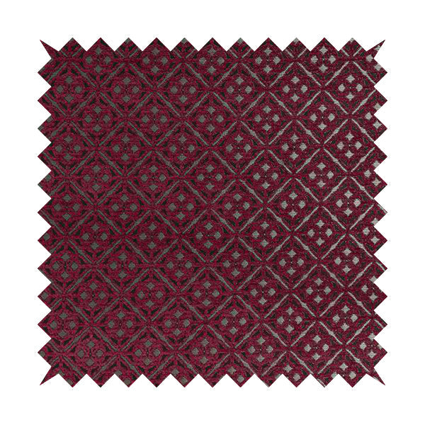 Azima Small Medallion Geometric Pattern Pink Silver Shine Upholstery Fabric JO-332